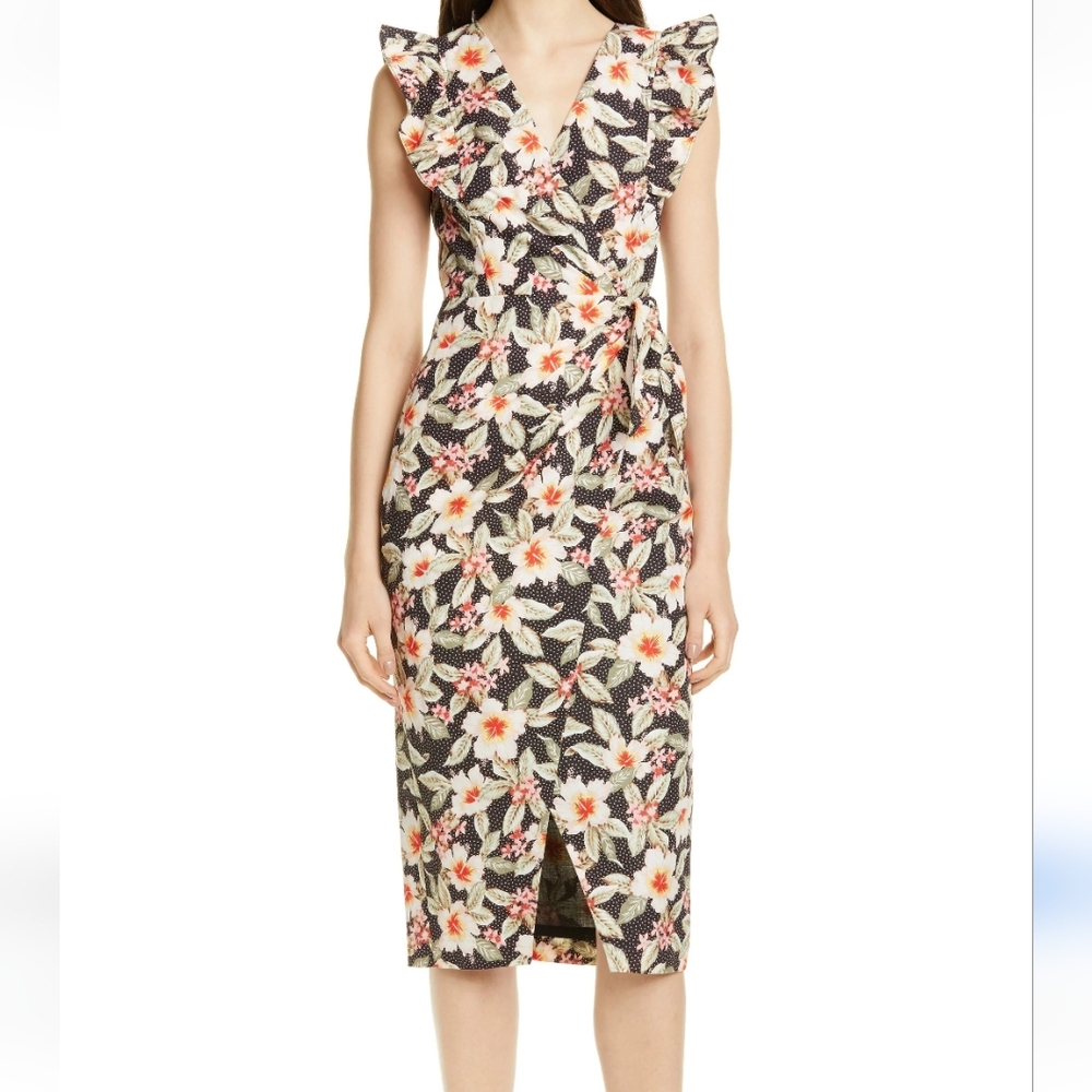 Rebecca Taylor S0 Black Floral Wrap Dress